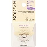RADIUS Silk Dental Floss, Natural Biodegradable Floss for Sensitive Gums, PFAS Free, Compostable, Unscented, 30m / 33yd, Pack of 1