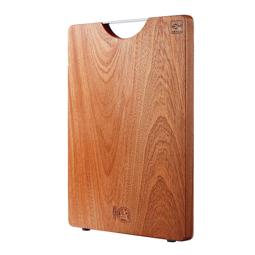 MITSUMOTO SAKARI 25mm Raw Ebony Chopping Board, Natural Kitchen Chopping Board, Professional Kitchen Wood Cutting Board (with Non-Slip Feet)