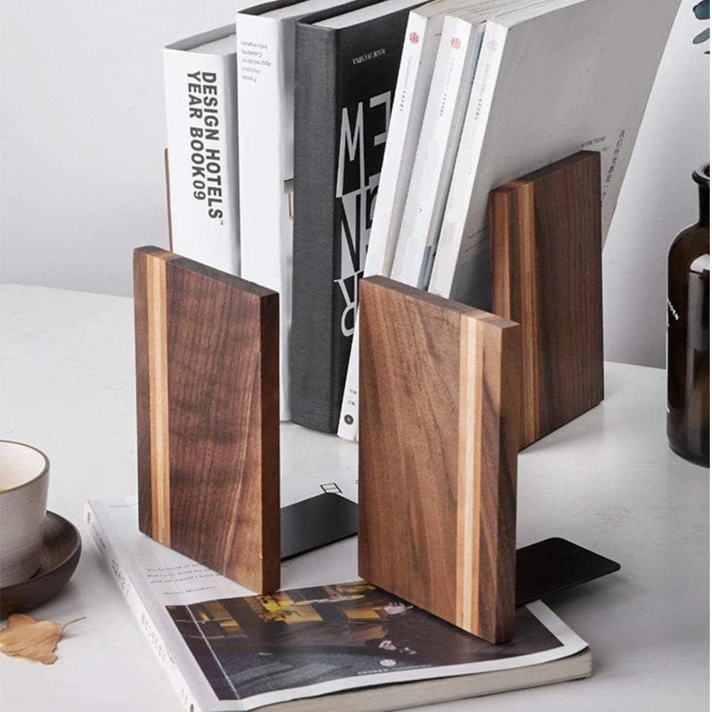 Vintage Wooden Bookends, Book Stand, Heavy Duty Bookends for Office, Home, Desktop and Shelves