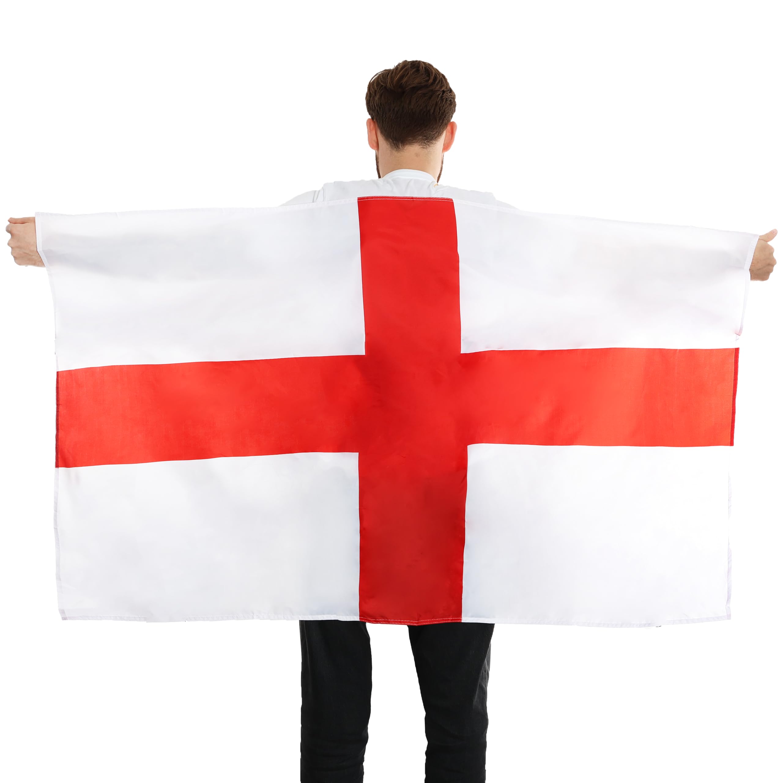 England Wearable Flag Cape - Pack of 1-5ft x 3ft St Georges Flag with Armholes - Football, Rugby Sporting Events, St George's Day Street Parties, Festivals and Celebrations