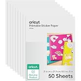 Cricut Sticker Paper (50 White Sheets, 8.5x11) | Printable Stickers For Inkjet Printers - Works with Joy Xtra, Explore, & Mak