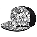 Vbiger Pyramid Plastic Studs Bling Flat Hip Hop Cap Rivet Spikes Hat Rock Punk (Black + Silver)