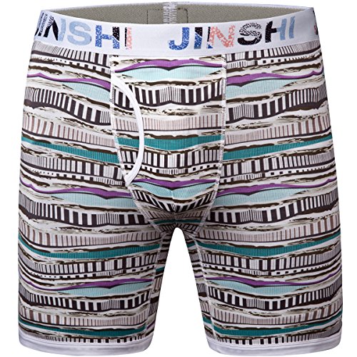JINSHI Mens Underwear 5 Pack Soft Flexible Bamboo Trunks Active Long Leg Boxer Briefs Size X-Large - Thumbnail 2