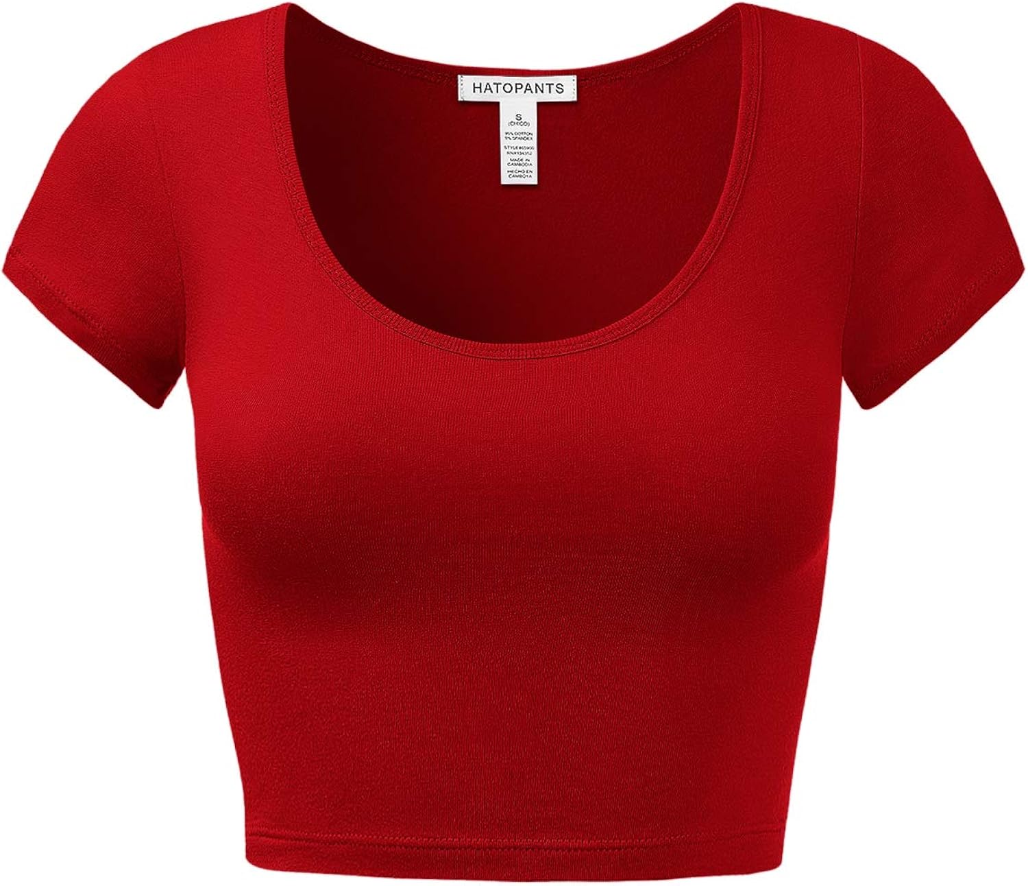 Women's Cotton Basic Scoop Neck Crop Top Short Sleeve Tops at  Women’s Clothing store