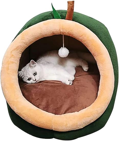 Amazon Co Jp 居心地の良い猫のベッド 取り外し可能な洗えるクッションの枕が付いている柔らかいぬいぐるみのペットの洞窟のペットのベッド 柔らかい快適なペットの巣屋内半囲まれたペットの猫の犬の眠っているテントの家 ホーム キッチン