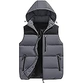 Gihuo Mens Winter Puffer Vest Hooded Sleeveless Quilted Jacket Zip Up Padded Coats