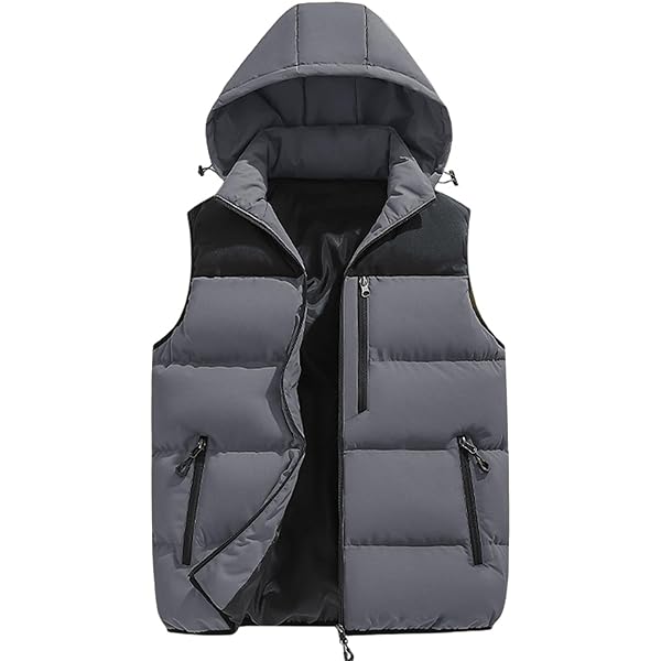 RSZGSWS Mens Quilted Puffer Vest With Hood Winter Thicken Warm