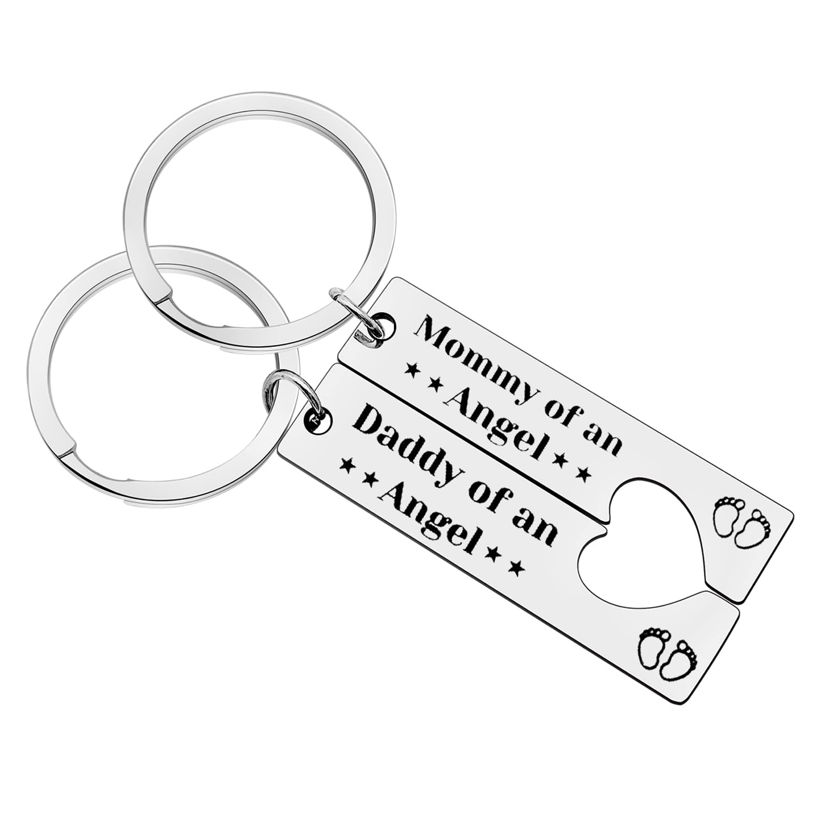 Ximalun Loss of Baby Memorial Keyring Miscarriage Gifts for Parents Mommy of an Angel Daddy of an Angel Keyring Set Loss of Baby Sympathy Gifts Infant Loss Child Loss Memorial Gifts