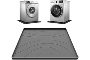 KVRG Washing Machine Drain Pan Silicone mat,Large 26.5" X 26.5" Non-Slip Waterproof Washer Drip Tray, Raised Edge Drip Mat for Under Dryer or Washer, Anti-Vibration,Floor Leak Protector for Laundry Room