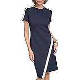 Tommy Hilfiger Womens Short Button Sleeve Asymmetric Mini Dress