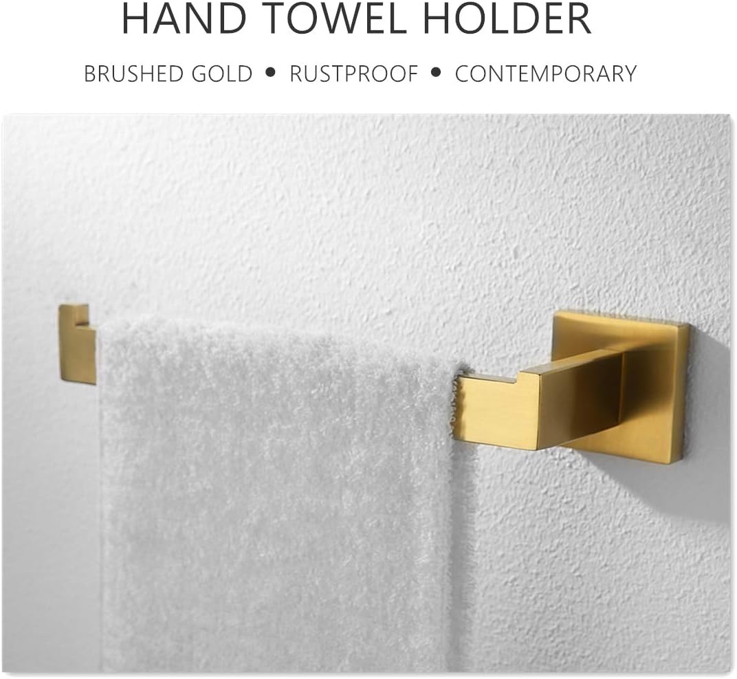 VELIMAX Premium Stainless Steel Hand Towel Holder Wall Mounted Towel Ring Modern Hand Towel Holder for Bathroom Kitchen, Left-Opening, Brushed Gold Finish: Home & Kitchen