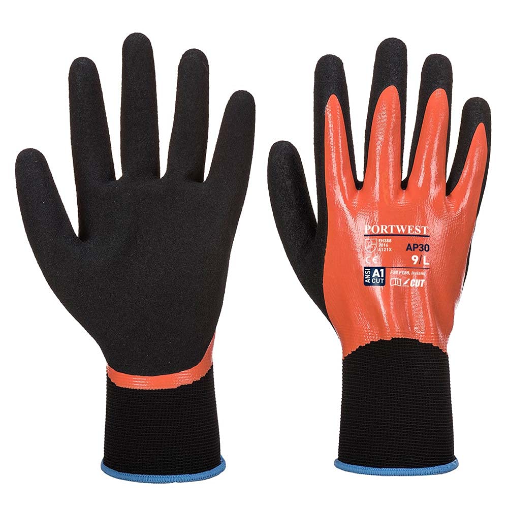 Portwest AP30 Nitrile Foam Dermi Pro Glove Orange/Black, X-Large