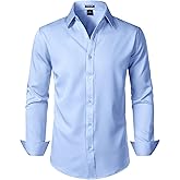 JEMITOP Men's Stretch Soft Slim Fit Dress Shirts Long Sleeve Formal Wedding Business Casual Button Down Shirt