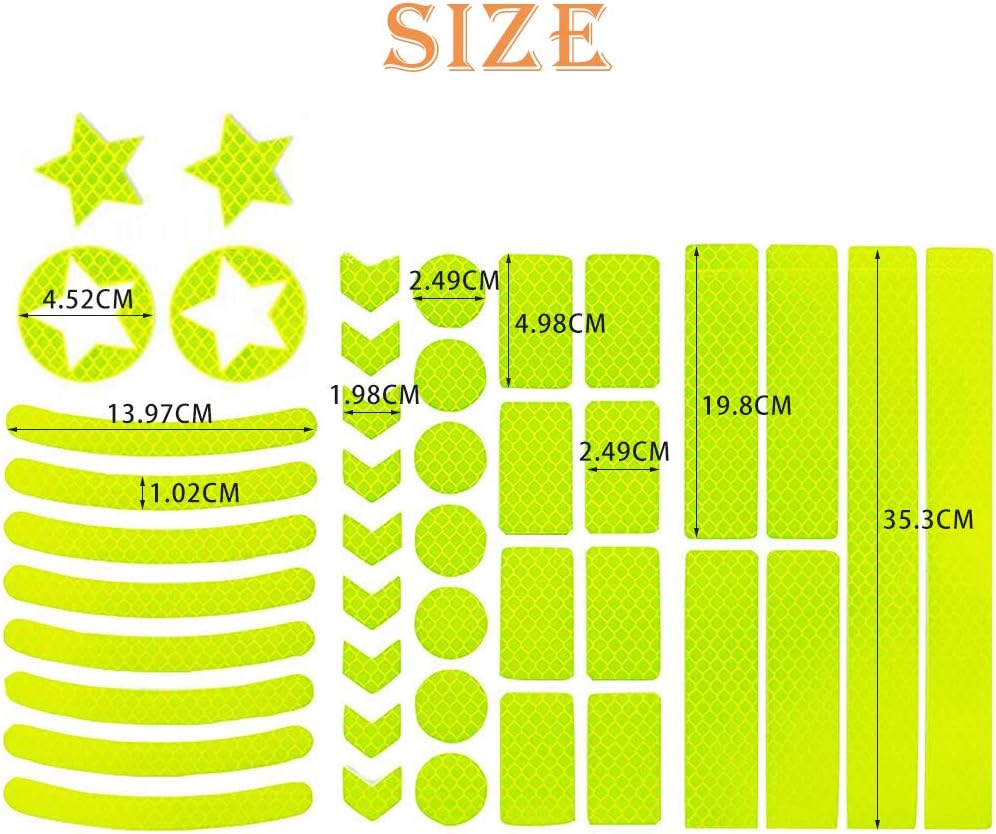 42Pcs Reflective Stickers,Self Adhesive Reflective Decal Stickers Bicycle Safety Warning Reflective Strip Tape Waterproof Fluorescent Reflective Tape for Motorcycle,Cars,Stroller,Helmet,Scooter - Image 3