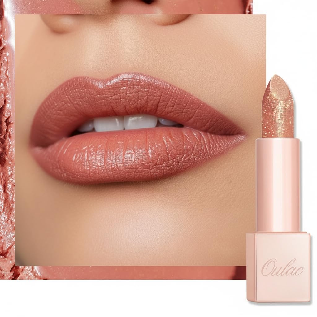Oulac Shimmer Moisture Pink Lipstick - Tinted Lip Balm for Dry Cracked Lips, Long Lasting Rose Lipsticks for Women, Diamond Sheer Finish, Creamy Formula, Hydrating & Smooth, Vegan(PG07) Mermaid Kiss — image 1