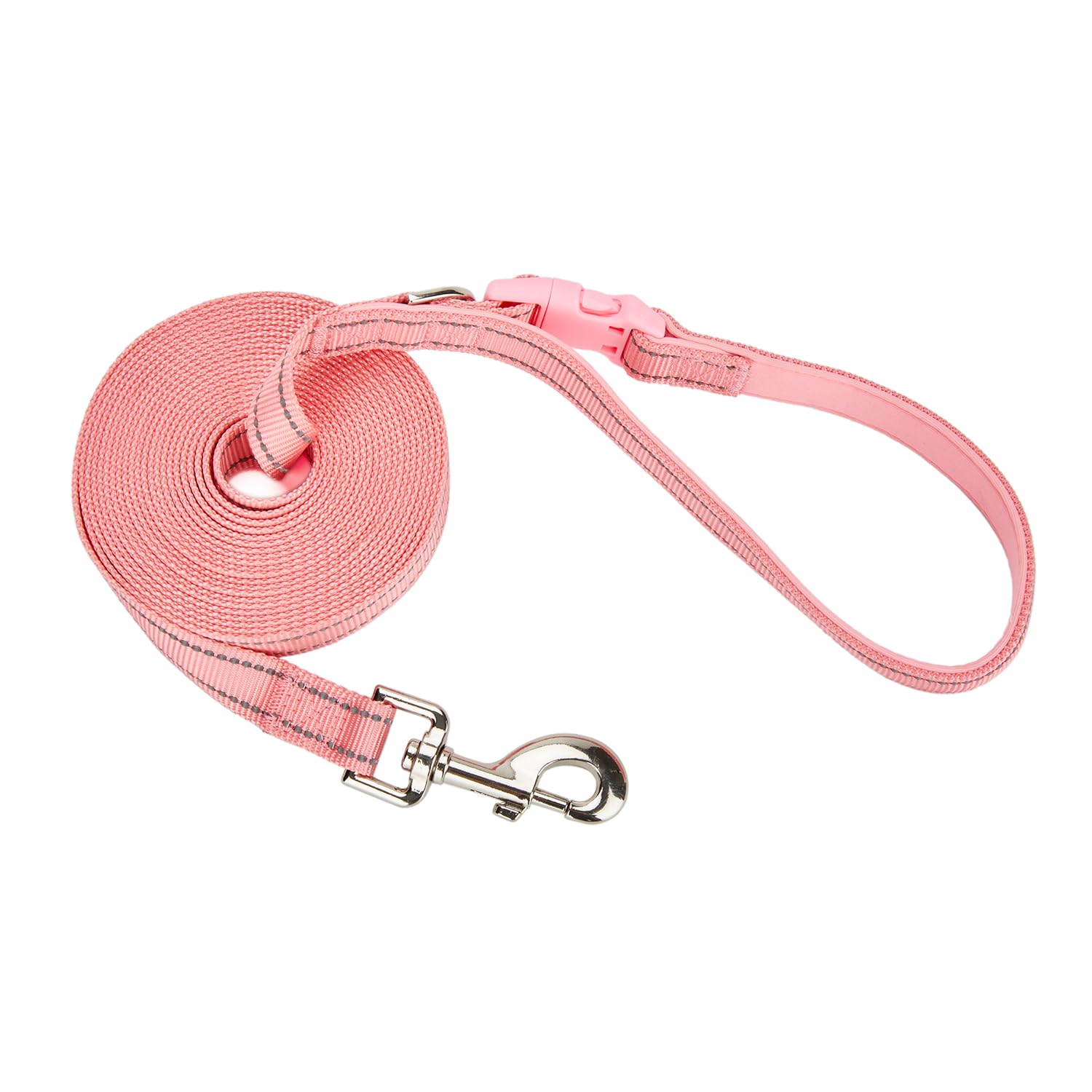 Petiry Training Lead For Dogs,10ft Reflective Nylon Long Line Leash With Soft Padded Handle For Puppy Traininig Recall Tracking Obedience,Pink,3 Meters