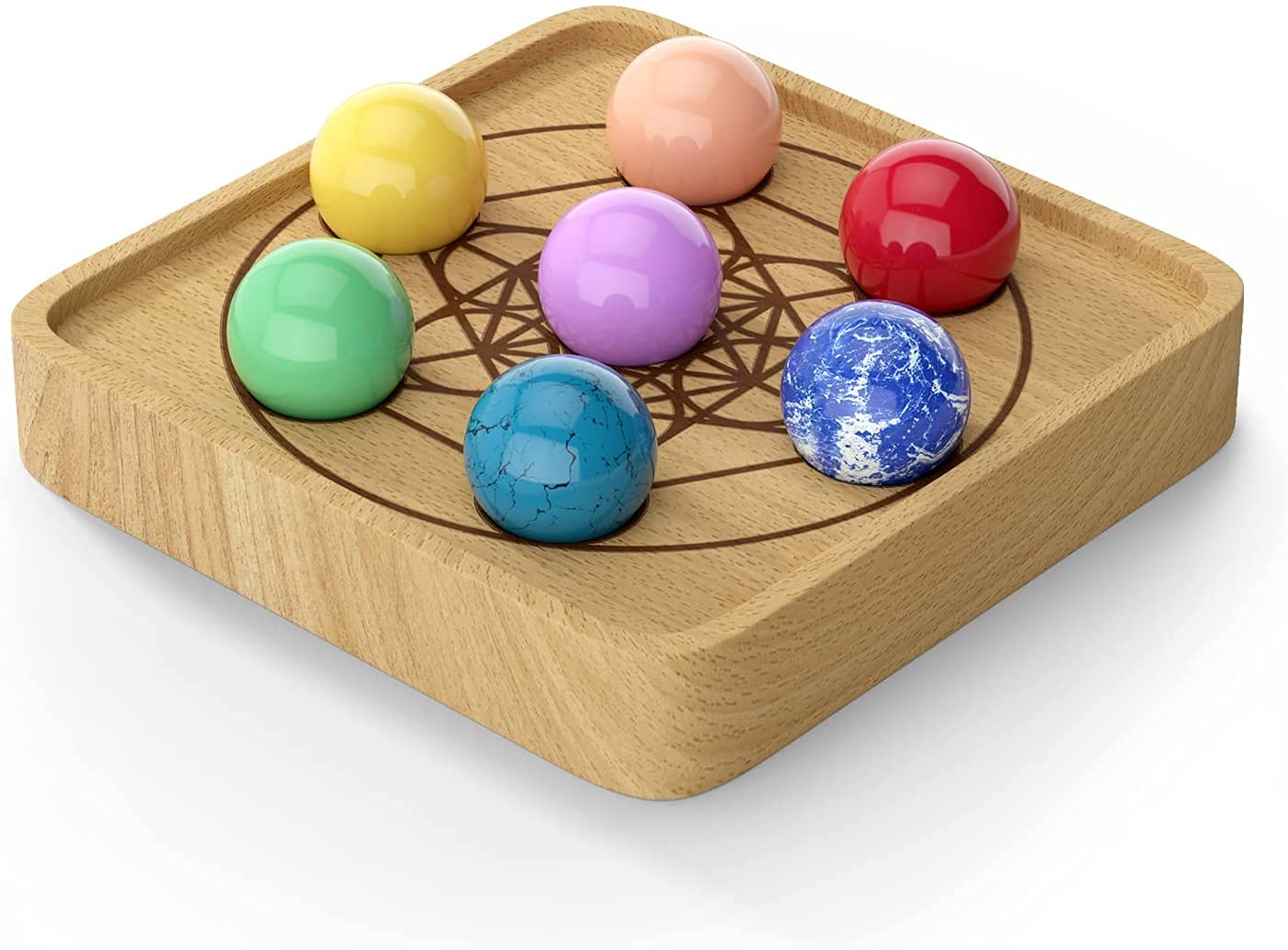 Anjing 7 Chakra Healing Crystals Set for Reiki and Energy Desktop Decoration Home Decoration 24mm