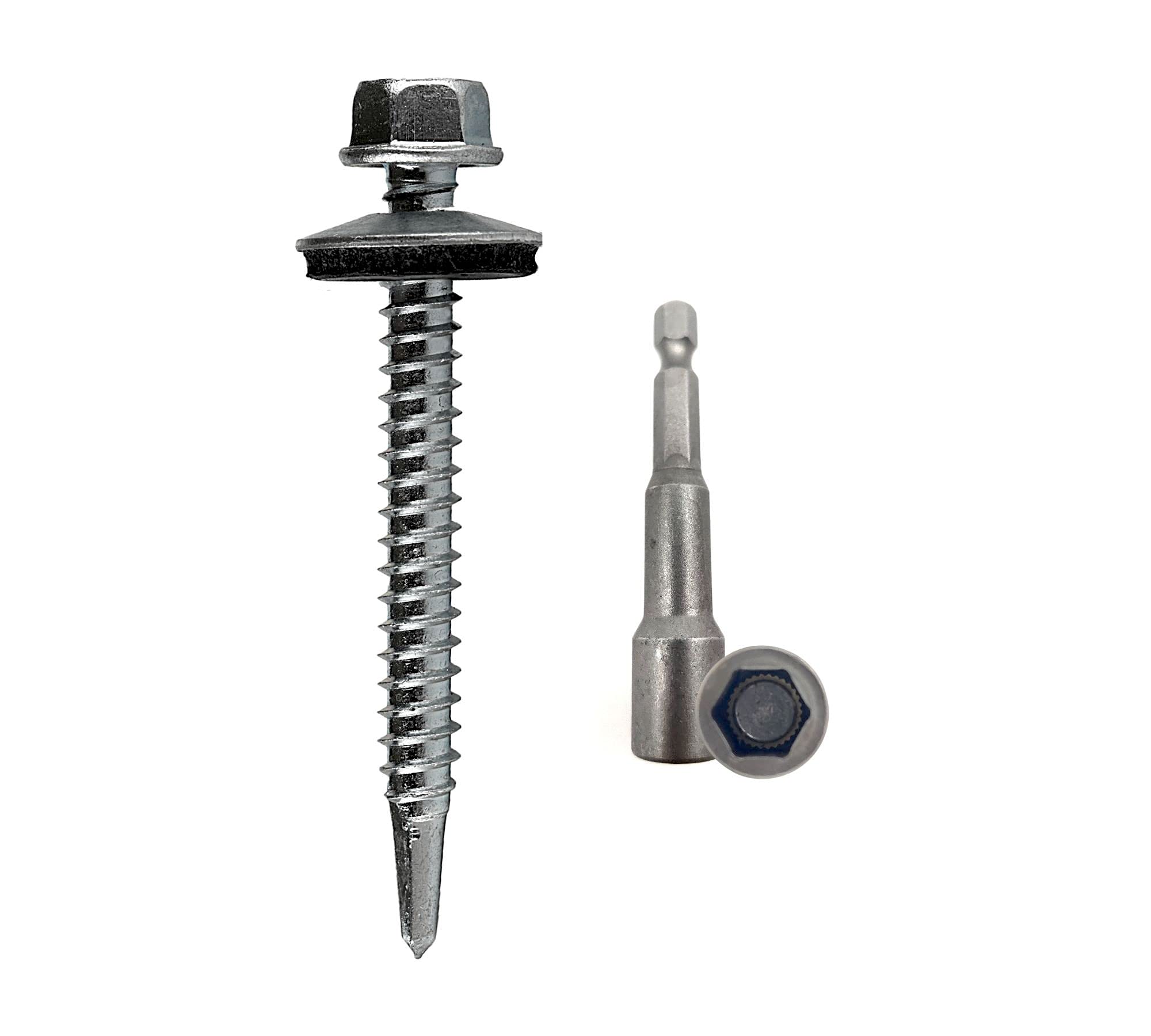 DOJA Industrial | SELF Tapping Screws Metal with Washer 5,5x50 (Pack 100) with Drill Glass M8 (Pack 1)