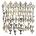 KINGSO 49pcs Antique Vintage Bronze Skeleton Key Charms Set DIY Necklace Pendant Jewelry Making Supplies