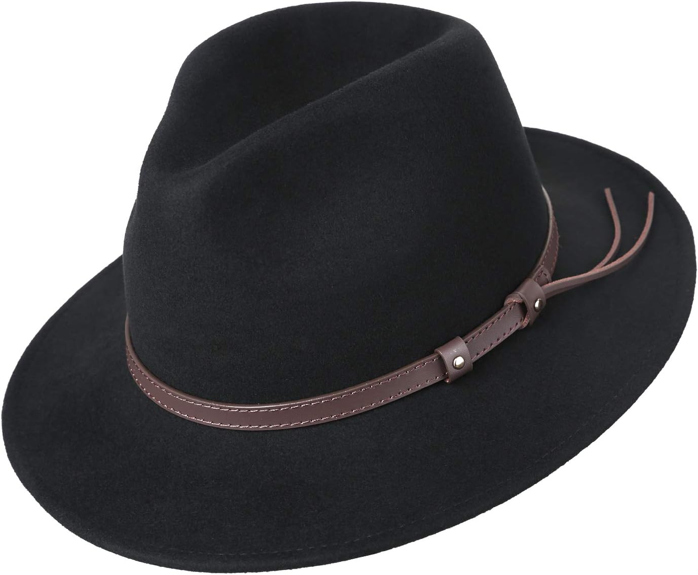 Deevoov Men's Wool Felt Fedora Outback Short Brim Trilby Hat Gangsta