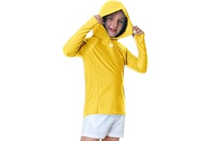 AOBUTE Unisex Kids Long Sleeve Hoodie Rash Guard Boys UPF 50+ Swim Top with Thumb Hole 3-12 Years