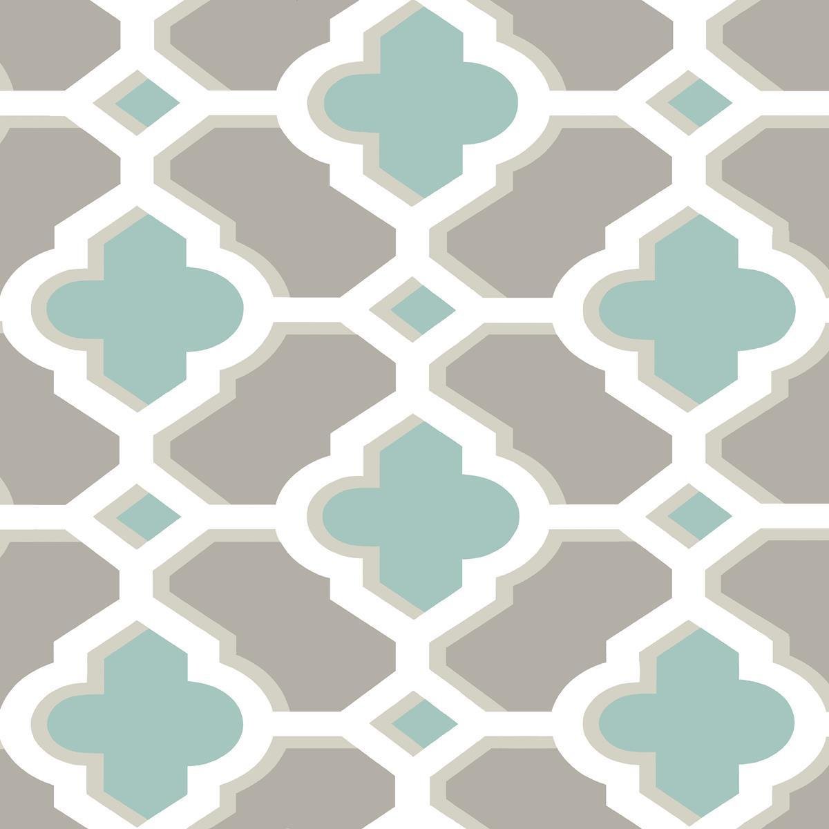 FD24123 - Solstice Quatrefoil Teal Fine Decor Wallpaper