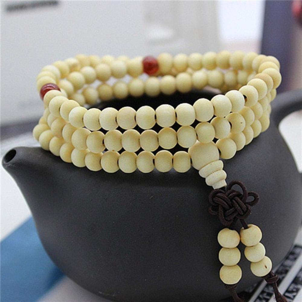 6/8mm Natural Sandalwood Buddhist Buddha Meditation Beads Bracelet For Women Men Prayer Bead Rosary Hanging Decoration,08