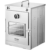 VEVOR Foldable Camping Oven, Stainless Steel Portable Camping Stove, with 3 Tier Grill, Handle and Thermometer, Use with Wood Burning Fire, Propane Stoves, for Baking Bread, Pizza, Outdoor Cooking