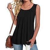 Anymeet Womens Tank Tops 2026 Spring Sleeveless Tunic Casual Basic Tshirts with Leggings Loose Pleated Blouses