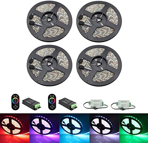 Fancy Room 65.6ft 20M IP67 Waterproof Flexible Strip 1200leds Color Changing RGB SMD5050 LED Light Strip Kit +8 Key Touch RF Remote + Controller