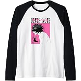 Death Note L Profile in Pink Box with Show Logo Anime Raglan Baseball Tee