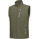33,000ft Men's Windproof Lightweight Golf Vest Outerwear Sleeveless Jacket | Running Vest, 6 Pockets, Waterproof, Full Zip, Reflective, Softshell for Outdoor, Casual, Cycling, Hiking, Sports, Travel