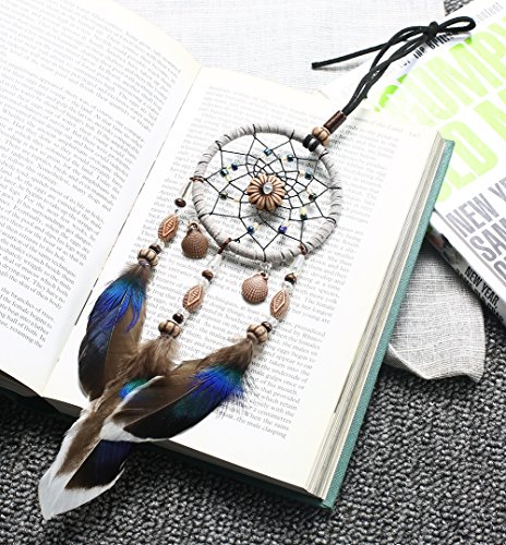 image for DrCor Mini Dream Catcher For Car Beaded Natural Feathers And Handmade 