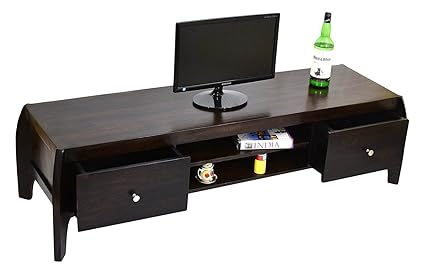 Daintree Bow Solid Wood TV Entertainment Unit (Dark Walnut Finish)