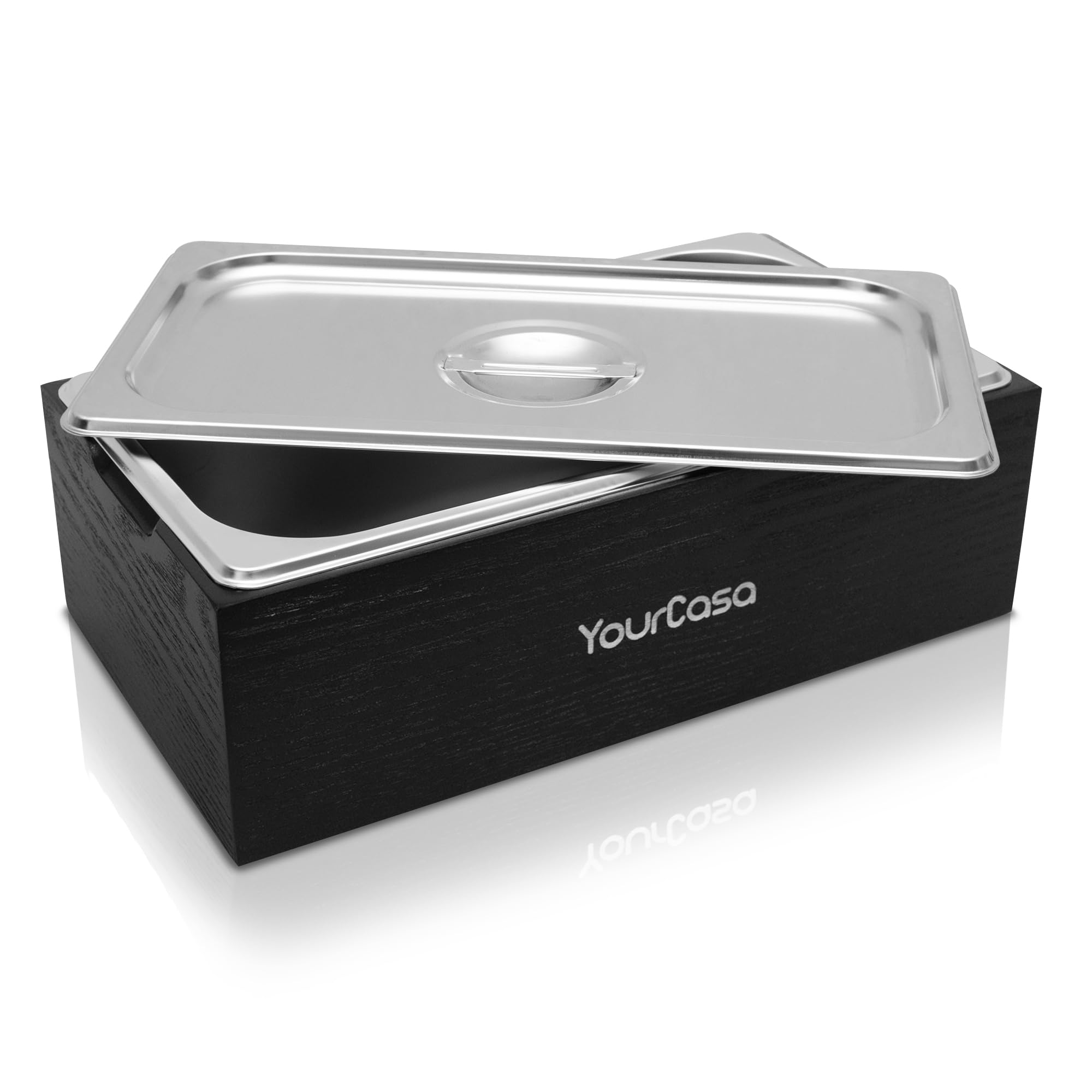 YourCasa® Organic Rubbish Bin, Kitchen, Real Wood and Stainless Steel for Daily Organic Waste, Dishwasher Safe, Removable Part, Organic Waste Bin, Compost Bin, Kitchen, Small