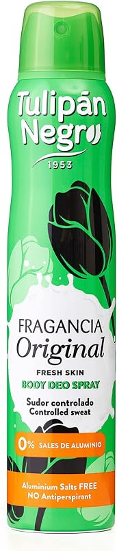 Tulipán Negro Desodorante Spray Original Unisex, Sin Aluminio, 200 ml
