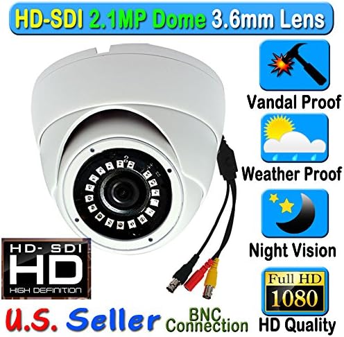 HD SDI SONY 2.1MP CMOS Sensor 1080P Starvis Dome 3.6mm Wide Lens Angle Vandal Weather Proof SMT LED IR Night Vision BNC Connection Outdoor CCTV Camera 2.1 Megapixel