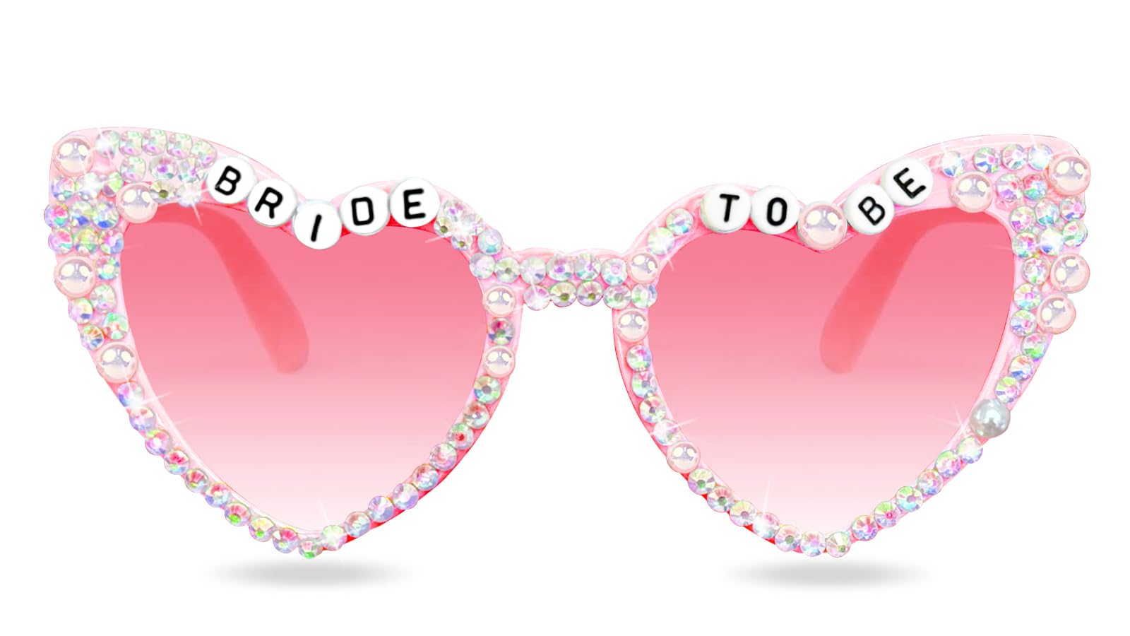 Tbay Bachelorette Party Pink Bride Sunglasses, Heart Shaped Pearl Glasses for Women Kids Bridesmaid Bride to Be Party Gift Accessories Favors