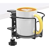 Hayder Large Desk Cup Holder Clamp, Metal Anti-Spill Table Cup Holder, Office & PC Gaming Desk Accessories, Compatible with Universal Cup Bottle Mug