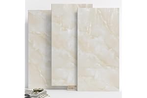 NAEIRON 10-Pack Peel and Stick Marble Wall Panels - Light Yellow 12" x 24" (19.34 Sq. Ft.) Self-Adhesive PVC Waterproof Shower Tiles, Marble Backsplash Wall Panels for Bathroom, Kitchen & Living Room Decor