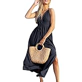 CUPSHE Women's Maxi Dress Plunging V Neck Front Tie Sleeveless Slit A Line Casual Summer Dress