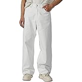 Plaid&Plain Men's Hip Hop Baggy Jeans Casual Wide Leg Y2k Skateboard Vintage Denim Pants Streetwear