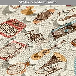 Ambesonne Vintage Fabric by The Yard, Retro Pattern