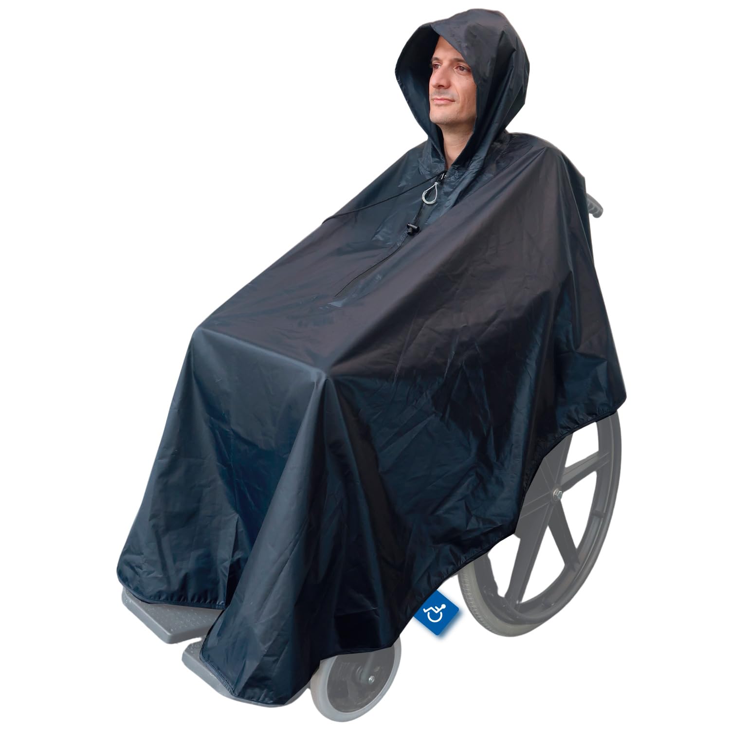 ActionCare - Waterproof Wheelchair Poncho - Adult Standard - Wheelchair Rain Cape, Navy