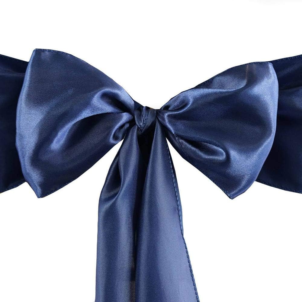 Satin Chair Sashes - Elegant Premium Quality, 6 x 108 Inch - Perfect for Weddings, Parties, and Events - (Pack of 10 Pieces, Navy Blue)