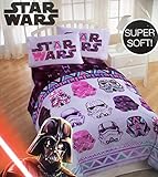 Star Wars Girls 4 Piece Bedding Set Reversible Comforter and Sheets (Twin Size)