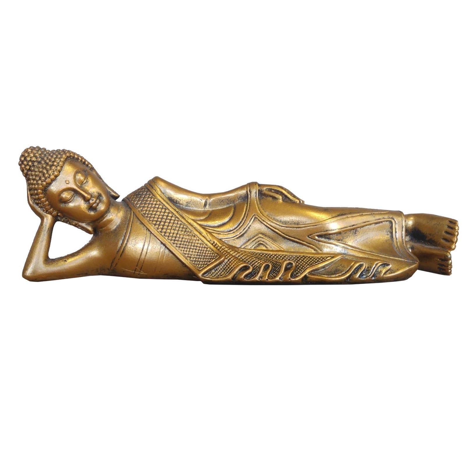 Zen Buddha Statue – Zen and Feng Shui Decoration – Lucky Charm – Zen Gift Idea – Office Decoration, Bedroom, Living Room etc. – Length: 22 cm – Gold Colour – Zen'Light — image 1