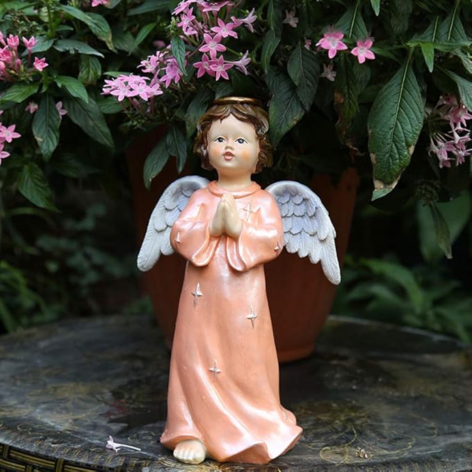 Decoration Resin Angel Statue,indoor Outdoor Garden Cherubs Figurine Vintage Creative Art