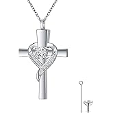 DAOSHANG Ashes Necklace Sterling Silver Urn Necklaces for Ashes Cross/Infinity Cremation Jewelry for Human Pet Ash Keepsake Necklace Memorial Gift for Women Men