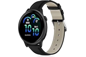 Lzwldan Leather Watch Bands Compatible with Garmin Vivoactive 6/5/3/Venu/Venu Sq/Venu 2 Plus, 20mm Soft Genuine Leather Repla